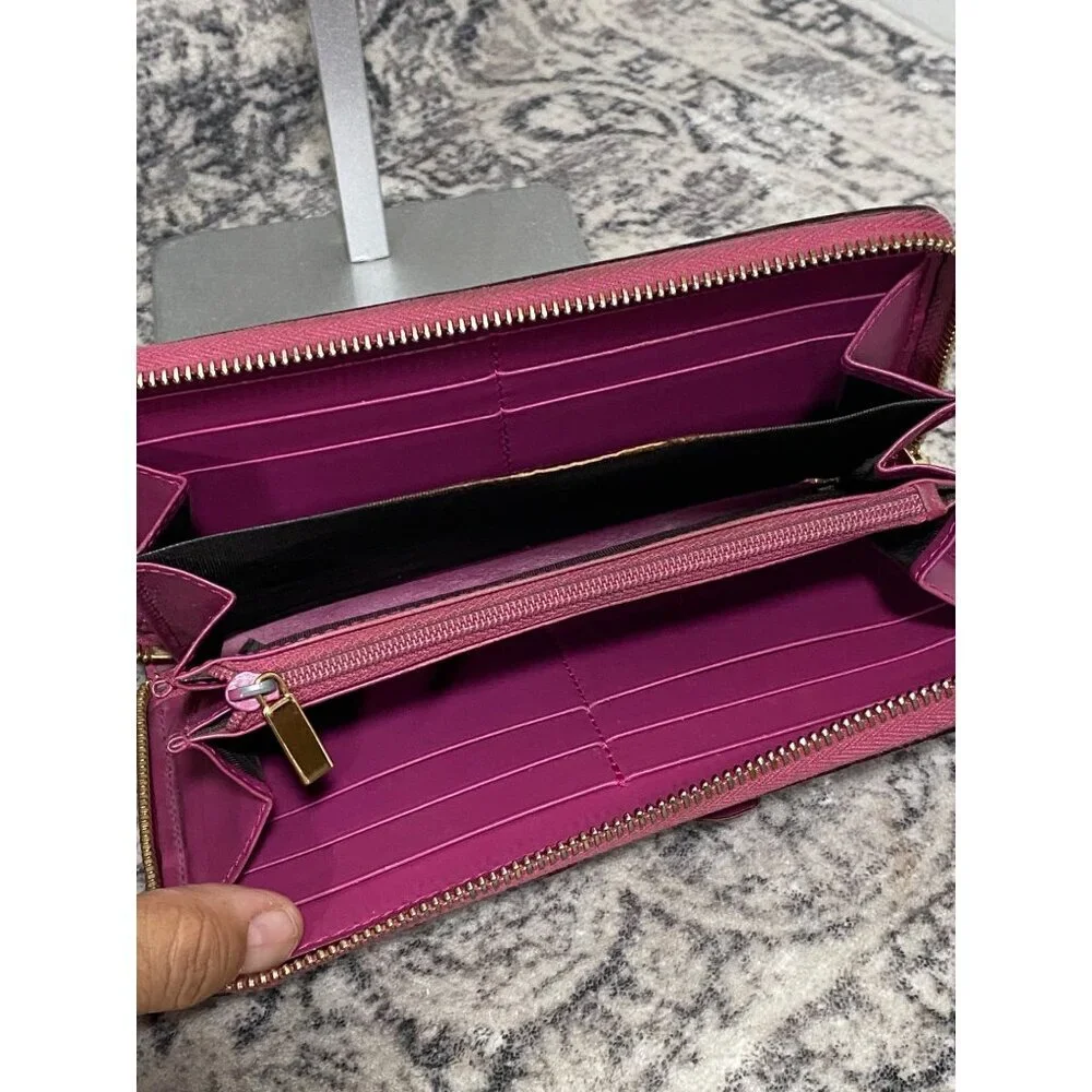 Gucci Guccissima Bow Zip Around Long Wallet in Fuschia - Picture 8 of 9